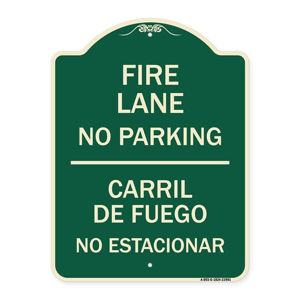 Signmission Fire Lane No Parking Carril De Fuege No Esta Conar Heavy-Gauge Alum Sign, 24" x 18", G-1824-23981 A-DES-G-1824-23981 - main